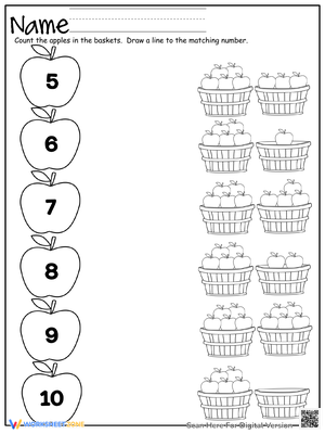 Apple Number Matching Worksheet 2