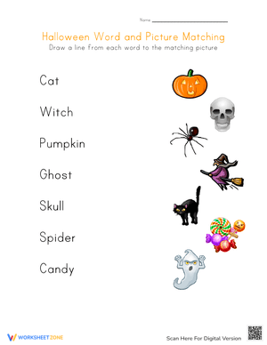 Match Halloween Words to Pictures