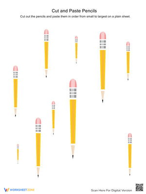 Cut and Paste: School Pencils Activity