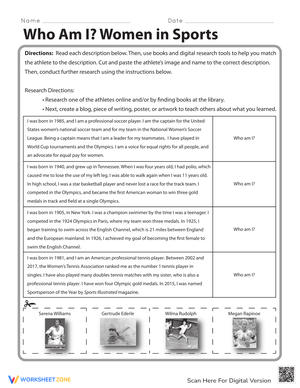 Who Am I? Women in Sports Worksheet