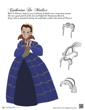 Catherine de Medici Fashion Worksheet