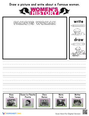 Famous Woman Drawing Practice Worksheet