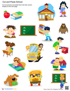 Cut and Paste School Activities Worksheet