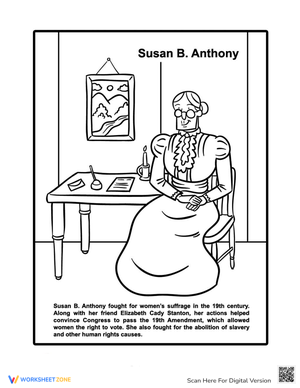 Susan B. Anthony Coloring Page for Education