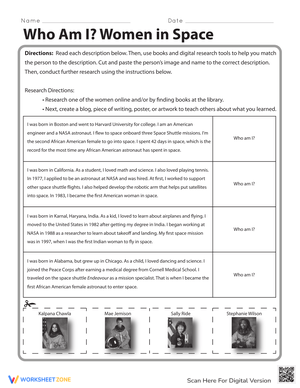 Who Am I? Women in Space Worksheet
