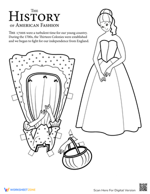 Colonial Paper Doll Girl Activity Sheet