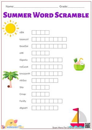 Summer Word Scramble for Classrooms 