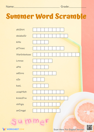 Summer Word Challenge for Kids