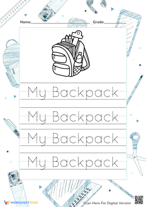 My Backpack Tracing Worksheet