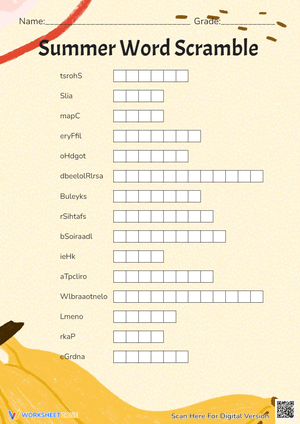 Educational Summer Word Puzzle