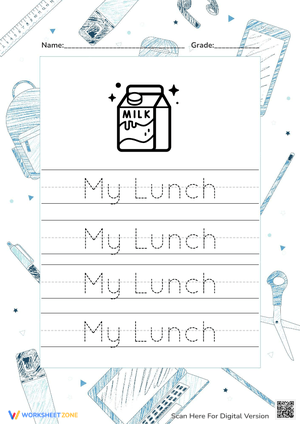 My Lunch Tracing Worksheet