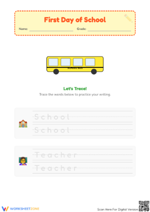 Grade K Handwriting — Printable No-Prep Worksheet