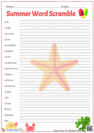 Summer-Themed Word Scramble 