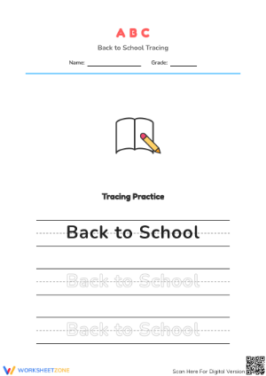 Back to School Tracing Worksheet | Essential Grade K Ready