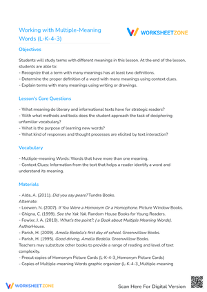 Working with Multiple-Meaning Words (L-K-4-3)