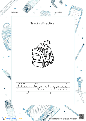 My Backpack Tracing Practice for Kids