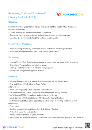 Reviewing Craft and Structure of Literary Books (L-1-2-2)