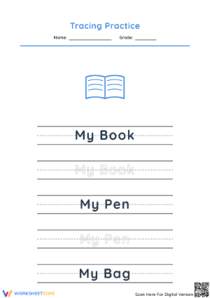 Printable Word Tracing Worksheet | Grade K ELA