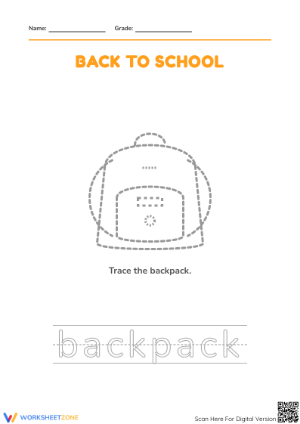 Printable Backpack Tracing Worksheet | Pre-K & K