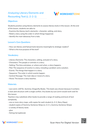 Analyzing Literary Elements and Recounting Text