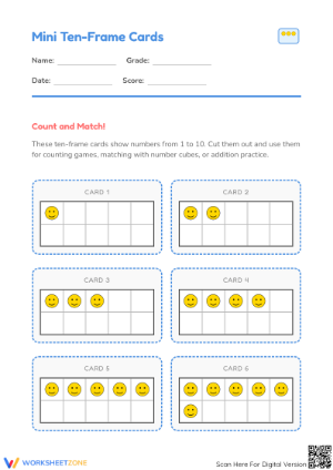 Counting 1-10 Ten-Frame Cards | Printable Kindergarten Math
