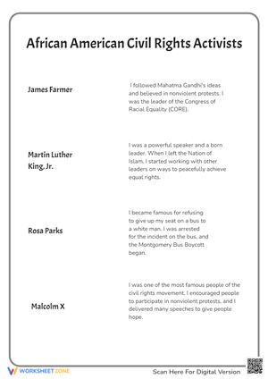 Black Civil Rights Activists Matching