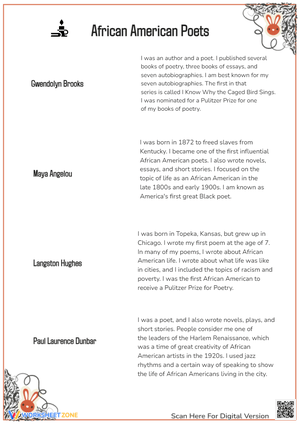 African American Poets Reading Worksheet