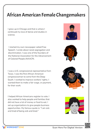 African American Female Changemakers Worksheet