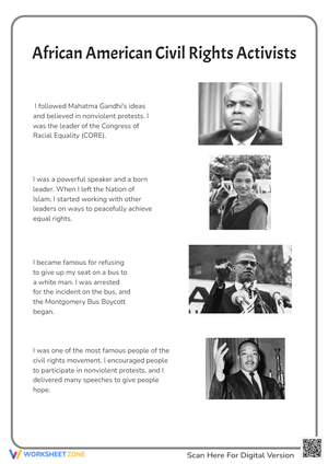 African American Civil Rights Activists Worksheet