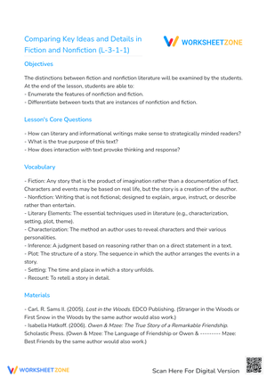 Lesson Plan: Compare Key Ideas in Fiction and Nonfiction