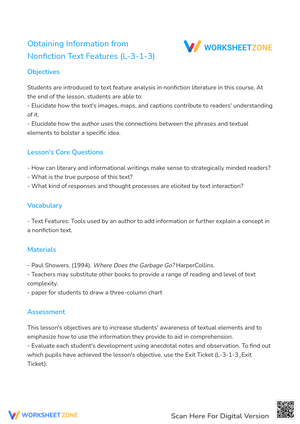 Obtaining Information from Nonfiction Text Features (L-3-1-3)