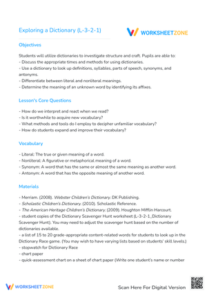 Exploring a Dictionary (L-3-2-1)