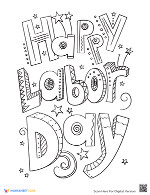 Happy Labor Day Doodle Coloring Page