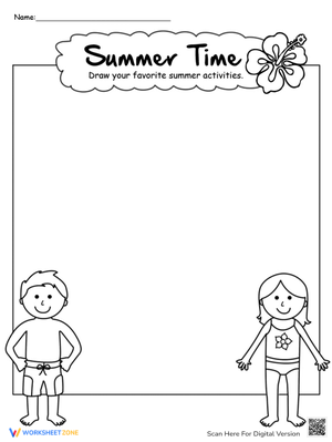 Drawing Summer Activities Printable Worksheet