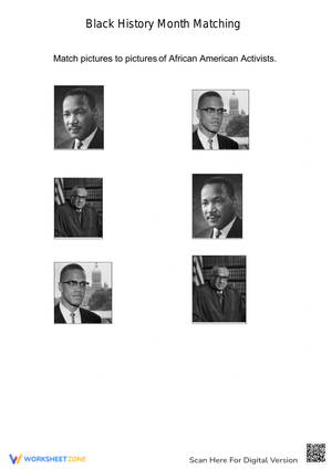 Black History Month Matching Worksheet