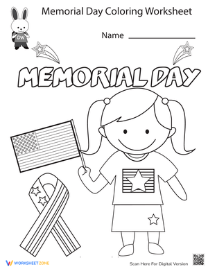 Memorial Day Coloring Worksheet for Kids