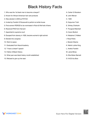 Matching Black History Facts Activity