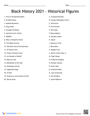 Black History Historical Figures Worksheet