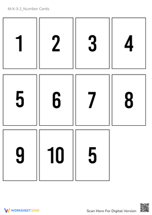 Printable Number Cards Worksheet