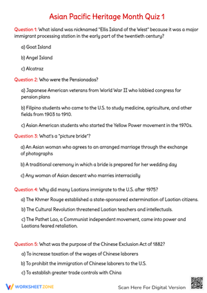 Asian Pacific Heritage Month Quiz | Essential Grade 4-5