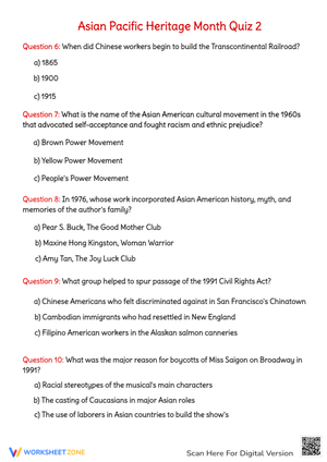 Asian Pacific Heritage Month Quiz | Essential Grade 3-5
