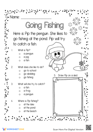 Winter Reading: Going Fishing Worksheet