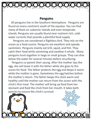 Penguin Nonfiction Text Comprehension Worksheet