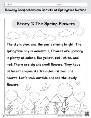 Reading About The Spring Flowers Worksheet