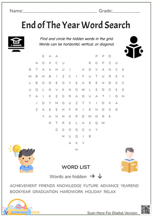 School Year Ending Word Search