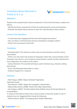 Analyzing Literary Elements in Fiction (L-4-1-1)