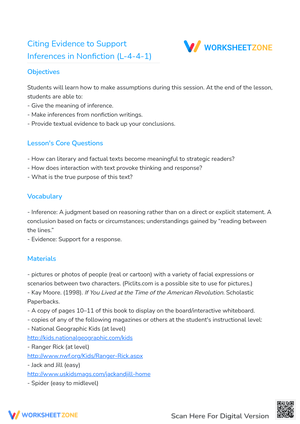 Citing Evidence to Support Inferences in Nonfiction (L-4-4-1)