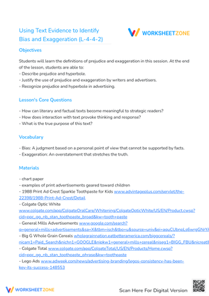 Using Text Evidence to Identify Bias and Exaggeration (L-4-4-2)