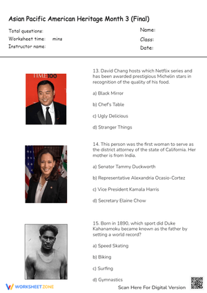 Essential AAPI Heritage Month Quiz | Grade 8 Printable