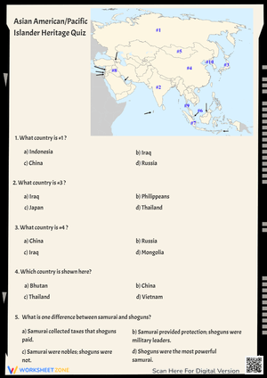 Asian American/Pacific Islander Heritage Quiz (Map)